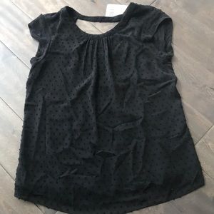 Flowy black cap sleeve blouse w/knotted detail -XS